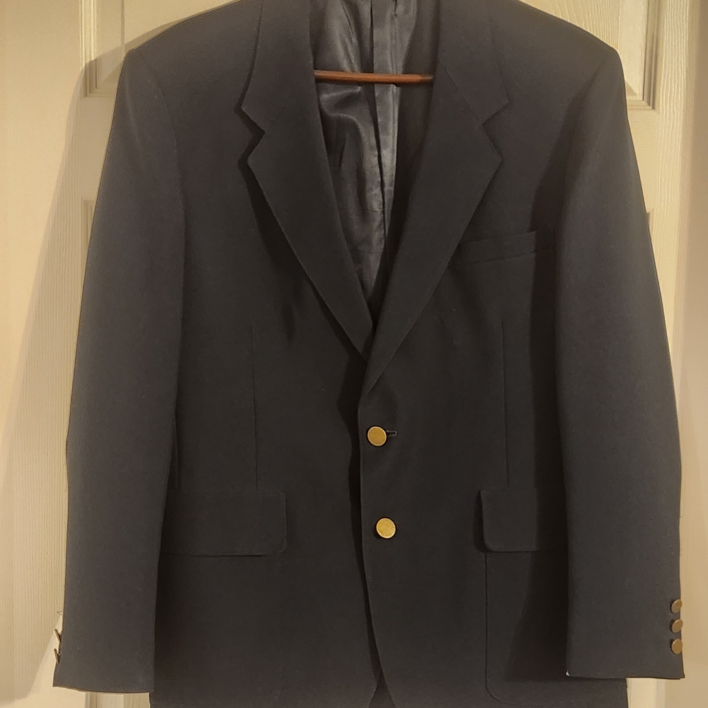 Vintage Levi’s Action Suit Blazer Navy Blue Gold Buttons 42R